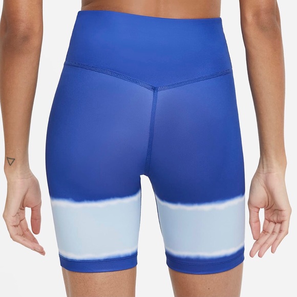 Nike One Dri-fit Mid-Rise Royal Blue Biker Shorts - Picture 5 of 12